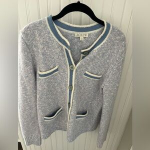 J. Crew Heathered Blue and Cream Cardigan